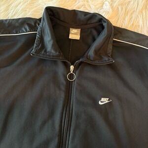 Nike Track Jacket Mens L Windbreaker Black White‎ Full Zip Lined Vintage Y2K